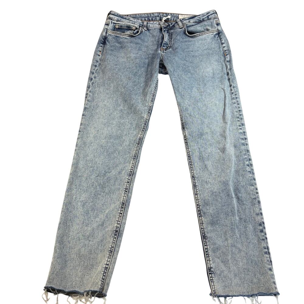 Rag & bone womens Dre low rise boyfriend jeans light wash raw hem Size 28. retro